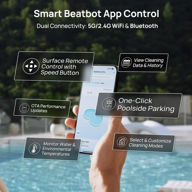 Beatbot Aquasense 2 Pro Cordless Pool Vacuum Robot, Unmatched 5-in-1 Cleaning, Surface Parking, Skims Water Surface with App Control