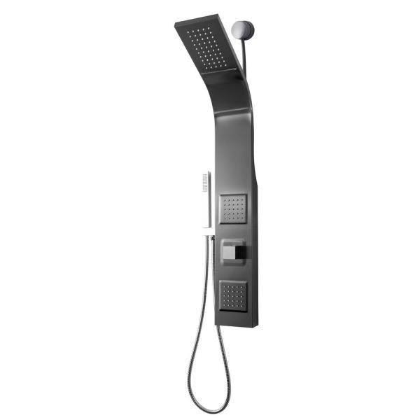 39 In. 2-JETs Shower System with Easy Connect Rainfall Waterfall Panel in Space Gray