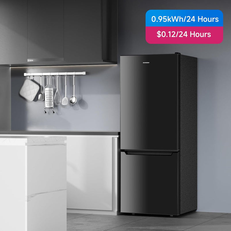 Bangson Refrigerator 7.1 Cu. Ft. Bottom Freezer Black Apartment