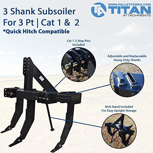 3 Shank Subsoiler Ground Ripper Fits 3 Point Tractor Cat 1 and 2 Quick Hitch Compatible
