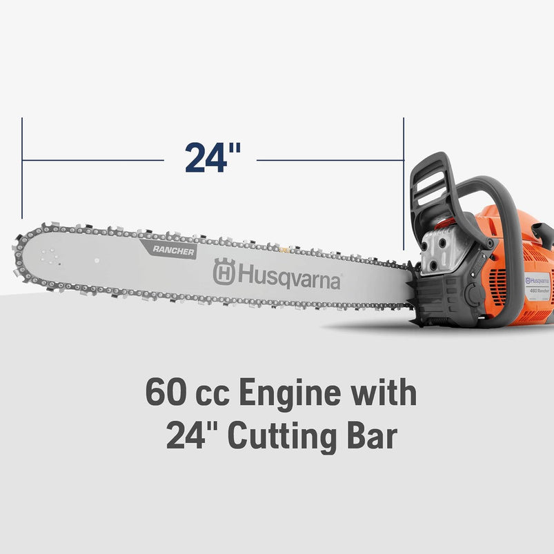 460 Rancher Gas Powered Chainsaw, 60.3-Cc 3.6-HP, 2-Cycle X-Torq Engine, 24 Inch Chainsaw with Automatic Adjustable Oil Pump, for Wood Cutting