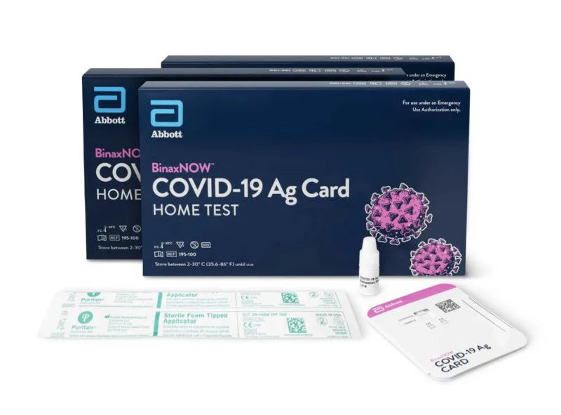 Abbott BinaxNOW COVID-19 Ag Card Home Test with eMed Telehealth Services for Travel, 3 Pack