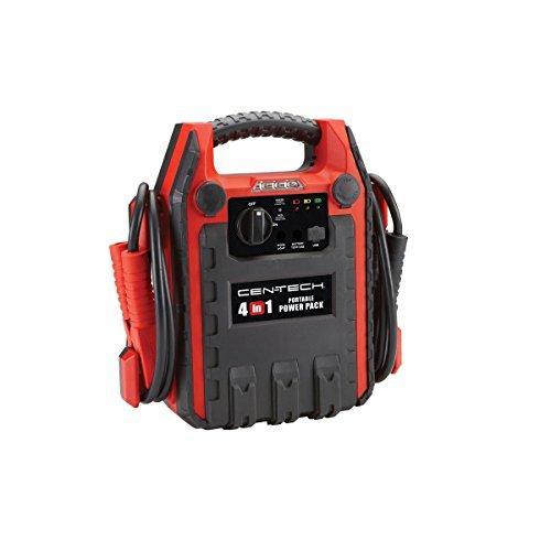 4-in-1 Jump Starter with 260 PSI Air Compressor, 12VDC Outlet, Built-in Work Light