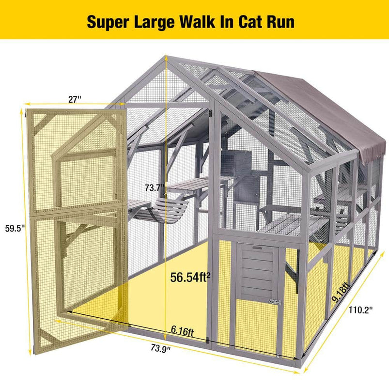Aivituvin Outdoor Cat Run, Large Cat Enclosure