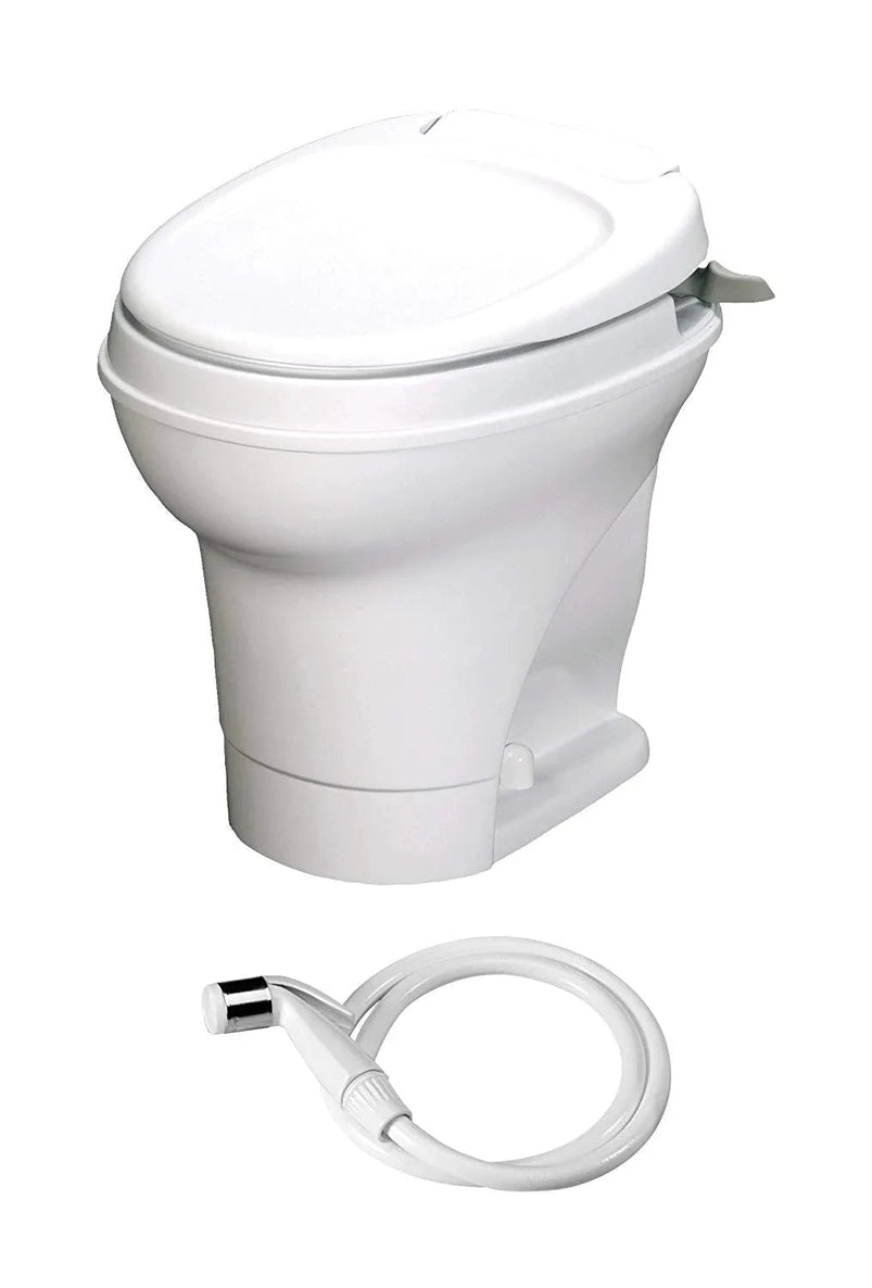 Aqua-Magic V RV Toilet Hand Flush with Hand Sprayer High Profile White, Thetford 31675