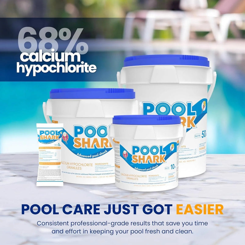 68% Calcium Hypochlorite Pool Shock for Swimming Pools, Chlorine Granules Swimming Pool Shock 50 Lbs Bucket