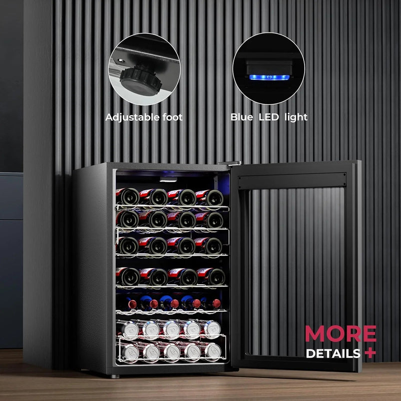 Beverage Refrigerator Cooler, 126 CAN Mini Fridge with Glass Door for Soda Beer or Wine, Beverage Cooler for Home, Office