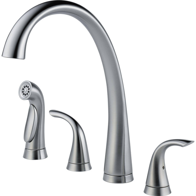2480-Ar-Dst Pilar Two Handle Widespread Kitchen Faucet with Spray, Arctic