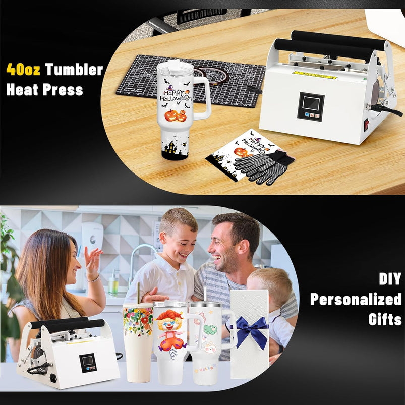40oz Tumbler Press Tumbler Heat Press Sublimation 40 OZ Tumbler Top and Tapered Bottom Full Wrap, Diy Heat Transfer Vinyl