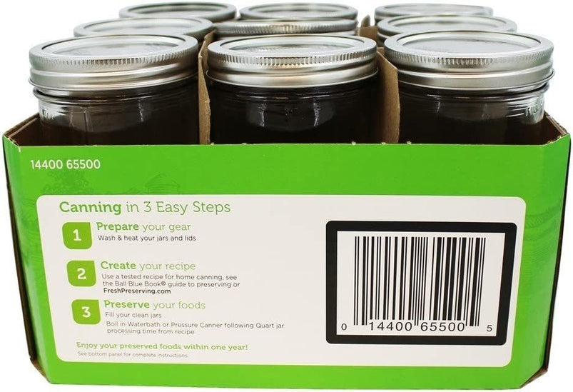 Ball Wide Mouth 24 OZ Glass Mason Jars with Lids, 9 Pack, Freezer Safe