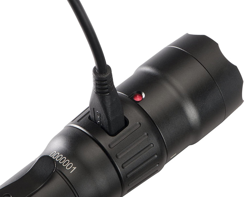 7600 Rechargeable Tactical Flashlight Black
