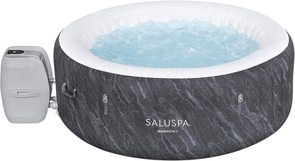 Bestway Saluspa Fiji Airjet Large Round 2 to 4 Person Inflatable Hot Tub Portable Outdoor Spa with 120 Airjets and Energysense Cover, Grey