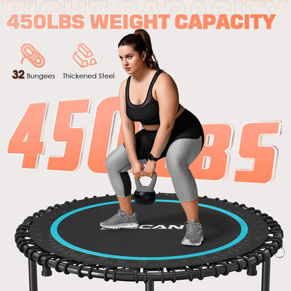 Bcan 450/550 Lbs Foldable Mini Trampoline, 40"/48" Fitness Trampoline with Bungees, U Shape Adjustable Foam Handle
