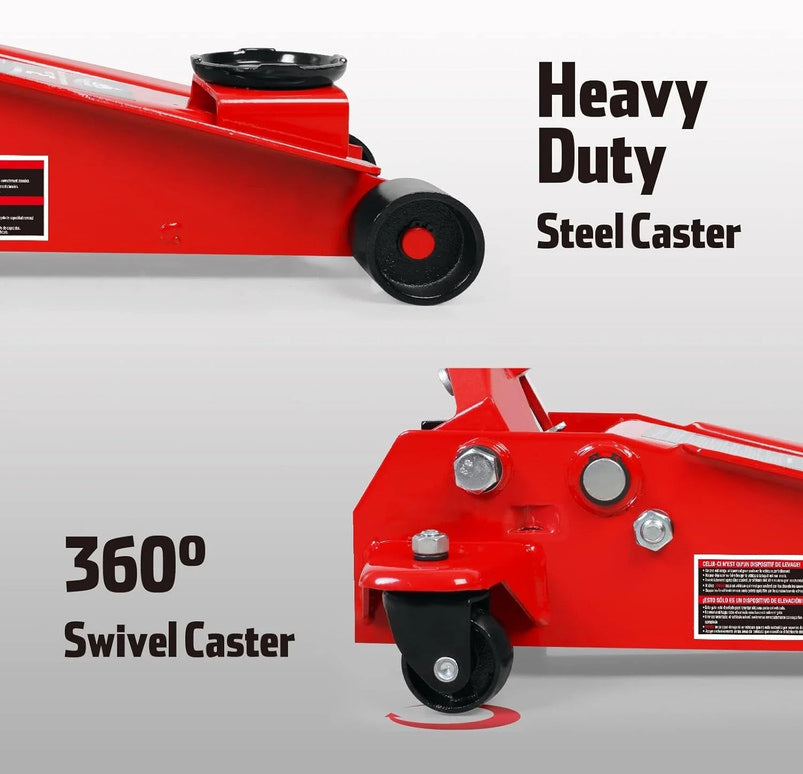 3 Ton Low Profile, Aluminum and Steel Racing Floor Jack with Dual Pistons Quick Lift Pump for Sport Utility Vehicle