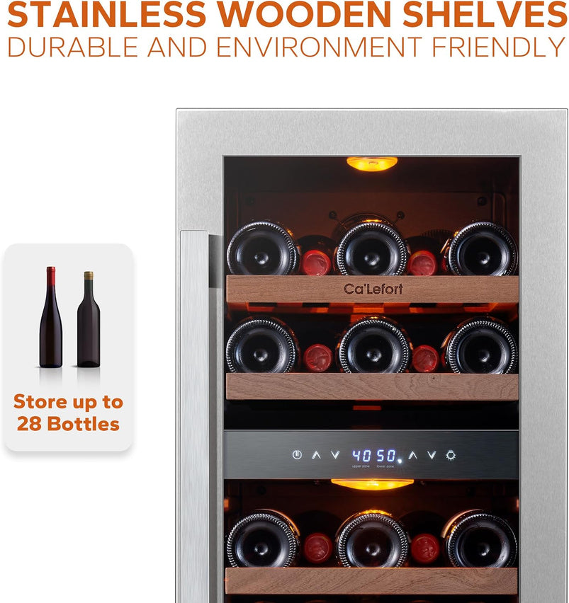 24 in Wine Cooler Refrigerator, 46 Bottle Wine Fridge Dual Zone with Modern Touch Intelligent Digital 40 Degree -65 Degree F Low Noise