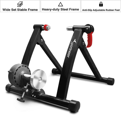 Bike Trainer Stand Indoor Riding, Sportneer Magnetic Stationary Bicycle Exercise Stand with Noise Reduction Wheel, 6 Resistance Adjustable