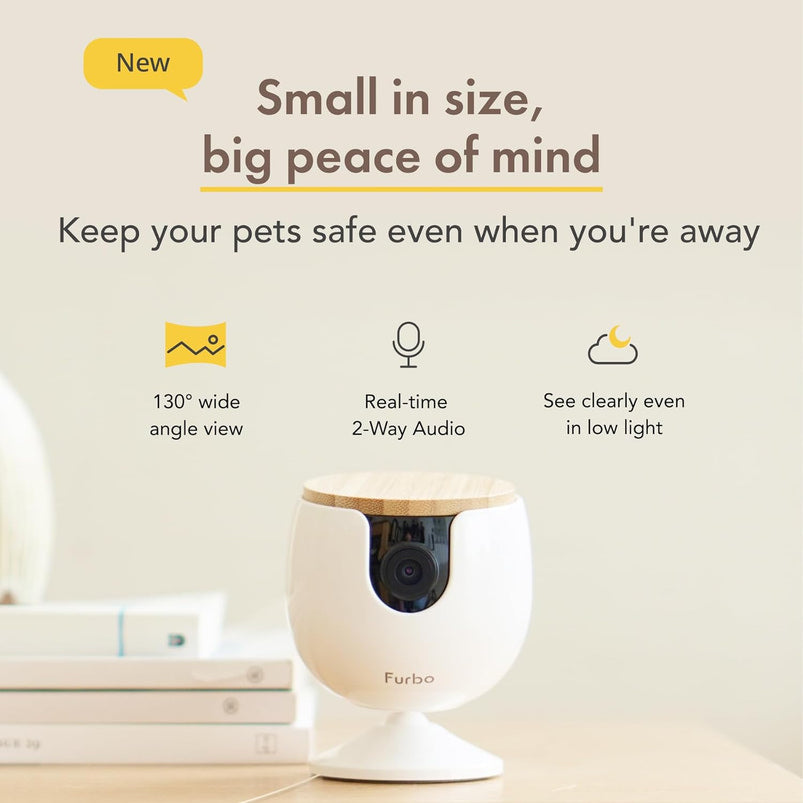 360 Degree Cat Camera, See Your Cat from Anywhere, Rotating 360 Degree Cat Tracking, Treat Toss, Color HD Night Vision, 2-Way Audio