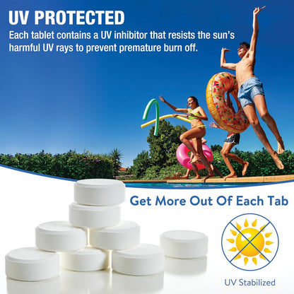 3 Inch Stabilized Chlorine Tablets, Pro-Grade Pool Sanitizer, Long Lasting, Slow Dissolving, 99% Pure Tri-Chlor, Individually Wrapped, 50lb
