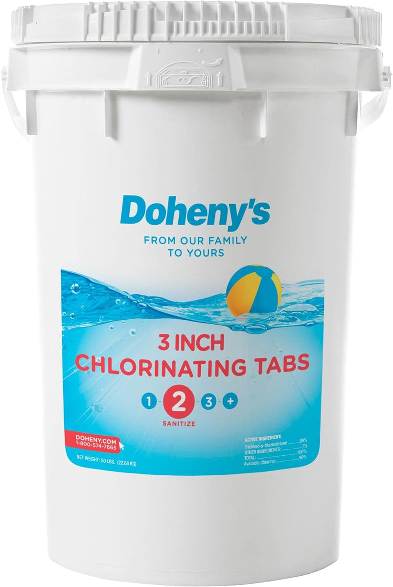 3 Inch Stabilized Chlorine Tablets, Pro-Grade Pool Sanitizer, Long Lasting, Slow Dissolving, 99% Pure Tri-Chlor, Individually Wrapped, 50lb