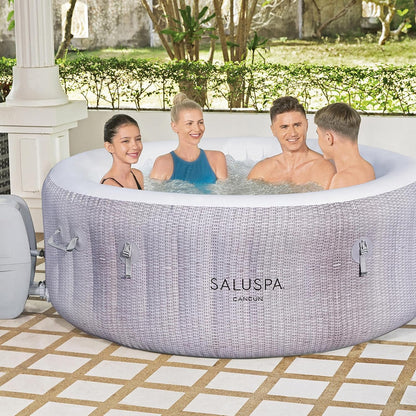 Bestway Saluspa Fiji Airjet Large Round 2 to 4 Person Inflatable Hot Tub Portable Outdoor Spa with 120 Airjets and Energysense Cover, Grey