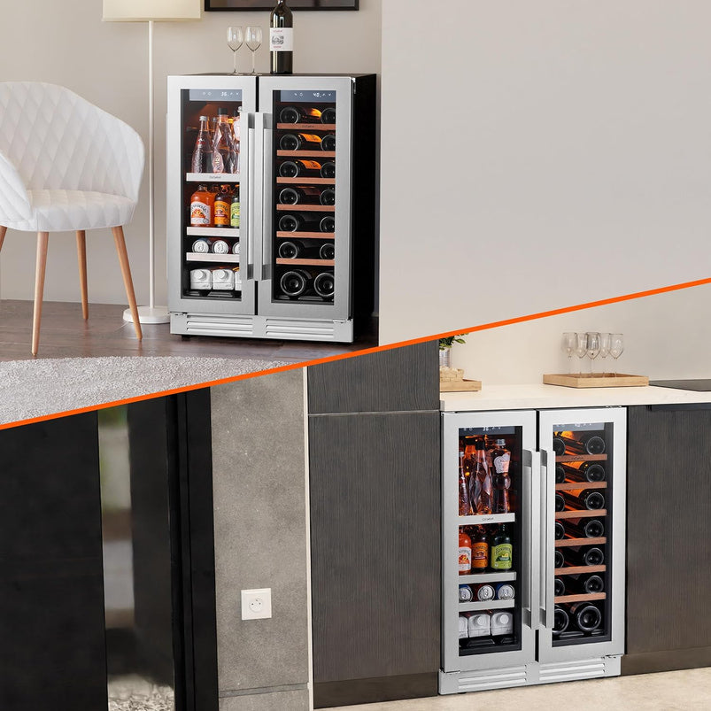 24 in Wine Cooler Refrigerator, 46 Bottle Wine Fridge Dual Zone with Modern Touch Intelligent Digital 40 Degree -65 Degree F Low Noise