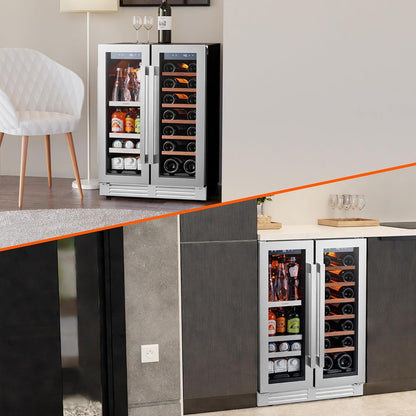 24 in Wine Cooler Refrigerator, 46 Bottle Wine Fridge Dual Zone with Modern Touch Intelligent Digital 40 Degree -65 Degree F Low Noise