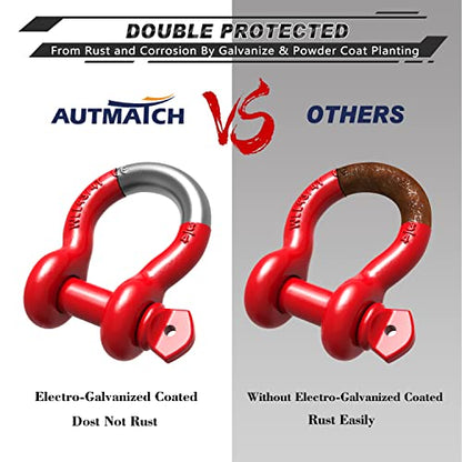 Autmatch D Ring Shackle 3/4" Shackles 2 Pack 41, 887Ibs Break Strength with 7/8" Screw Pin