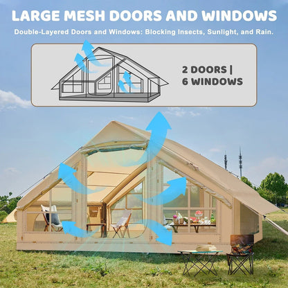 6 Person Inflatable Camping Tent with Pump