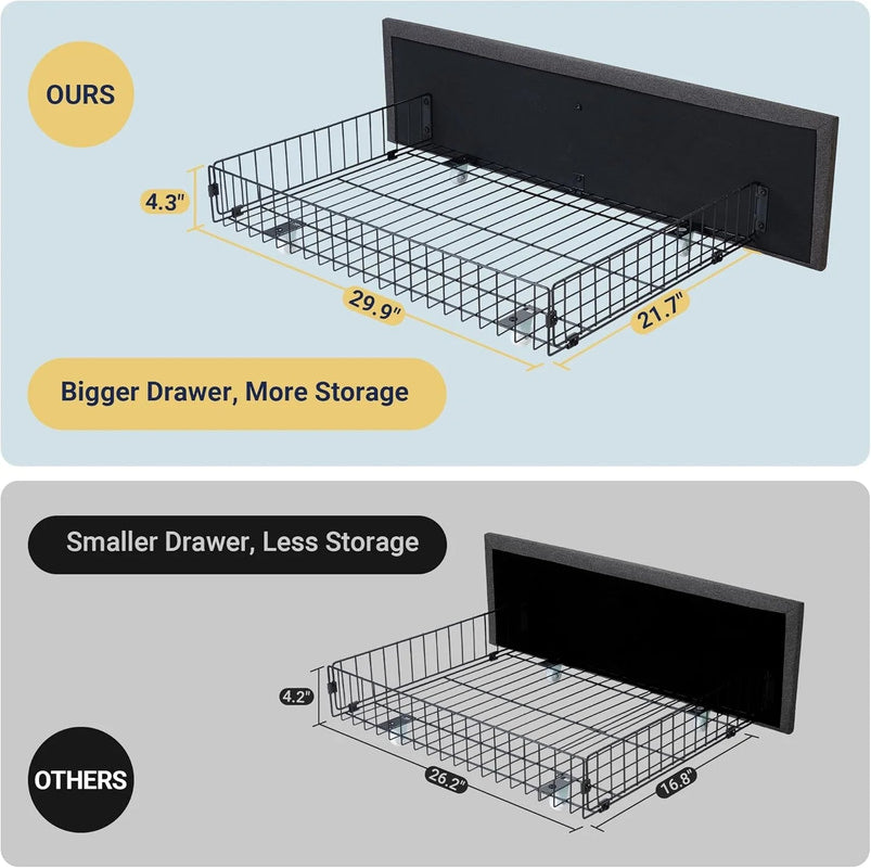Allewie Upholstered Queen Size Platform Bed Frame with 4 Storage Drawers and Headboard, Square Stitched Button Tufted