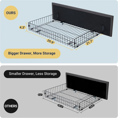 Allewie Upholstered Queen Size Platform Bed Frame with 4 Storage Drawers and Headboard, Square Stitched Button Tufted
