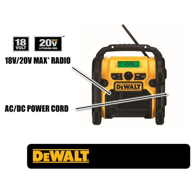 20-Volt MAX Compact Corded Cordless Worksite Radio, 2025