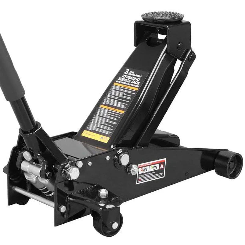 3 Ton Floor Jack Hydraulic Heavy Duty Steel Car Jack with Quick Lift Dual Pump, Black, W8303-B