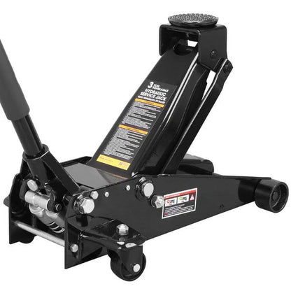 3 Ton Floor Jack Hydraulic Heavy Duty Steel Car Jack with Quick Lift Dual Pump, Black, W8303-B