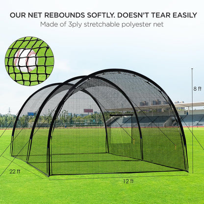 Baseball Batting Cage Net Batting Cages for Backyard Portable Baseball and Softball Batting Cages with Pitching Machine Hole and Detachable Door for