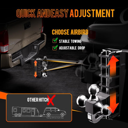 Adjustable Trailer Hitch Fits 2-Inch Receiver
