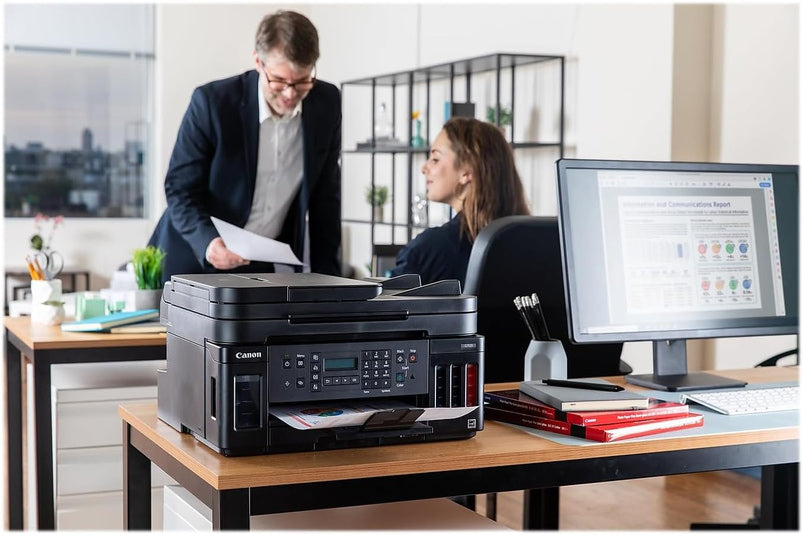 All-in-One Printer Home Office, Wireless Super Tank Printer, Copier, Scan, Fax and Adf with Mobile Printing, Black, Works with Alexa