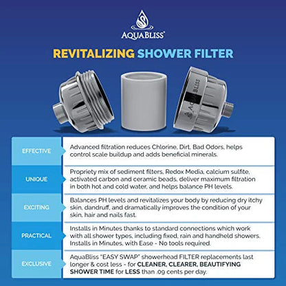 Aquabliss High Output Revitalizing Shower Filter, Reduces Dry Itchy Skin, Dandruff