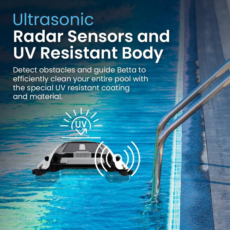 Betta Se Solar Powered Automatic Robotic Pool Surface Skimmer Cleaner with 30-Hour Continuous Cleaning Battery Power and Re-Engineered Twin Salt