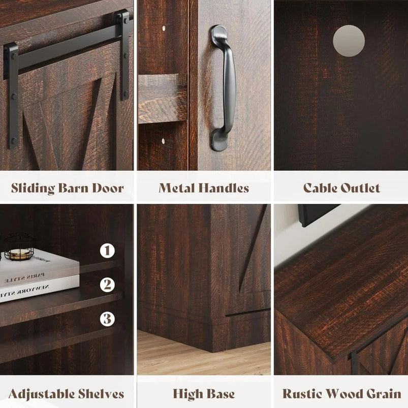 Amerlife Fireplace TV Stand with Sliding Barn Door for Tvs up to 73"
