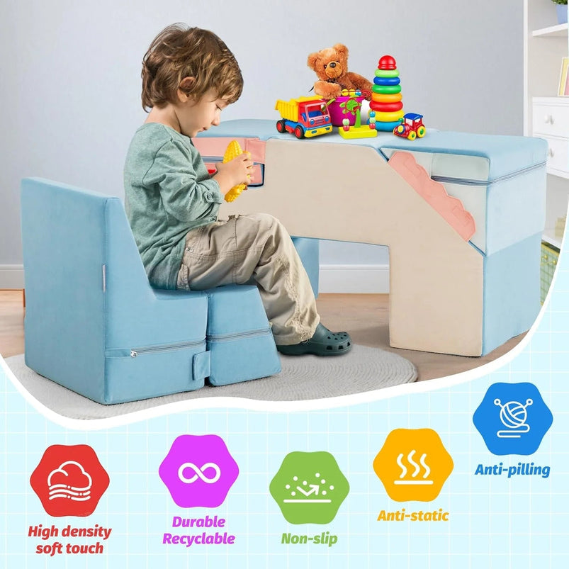 4 in 1 Toddler Foam Climbing Blocks, Indoor Soft Climbing and Crawling Toys