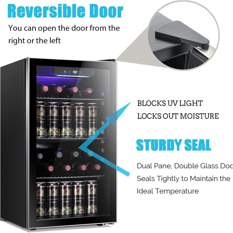 Antarctic Star 36 Bottle Wine Cooler/Cabinet Beverage Refrigerator Small Mini Wine Cellar Beer Soda Bar Fridge Quiet Operation Compressor Adjust