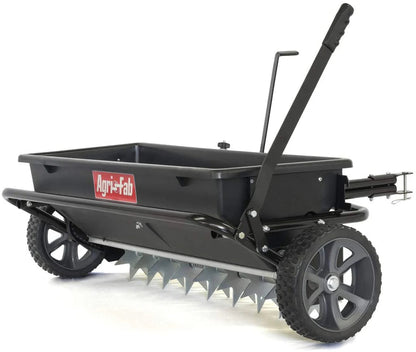 Agri-Fab 45-0543-Amz 100 lb. Tow-Behind Lawn and Garden Spiker/Seeder/Drop Spreader for Seed, Fertilizer, Salt, Ice Melt