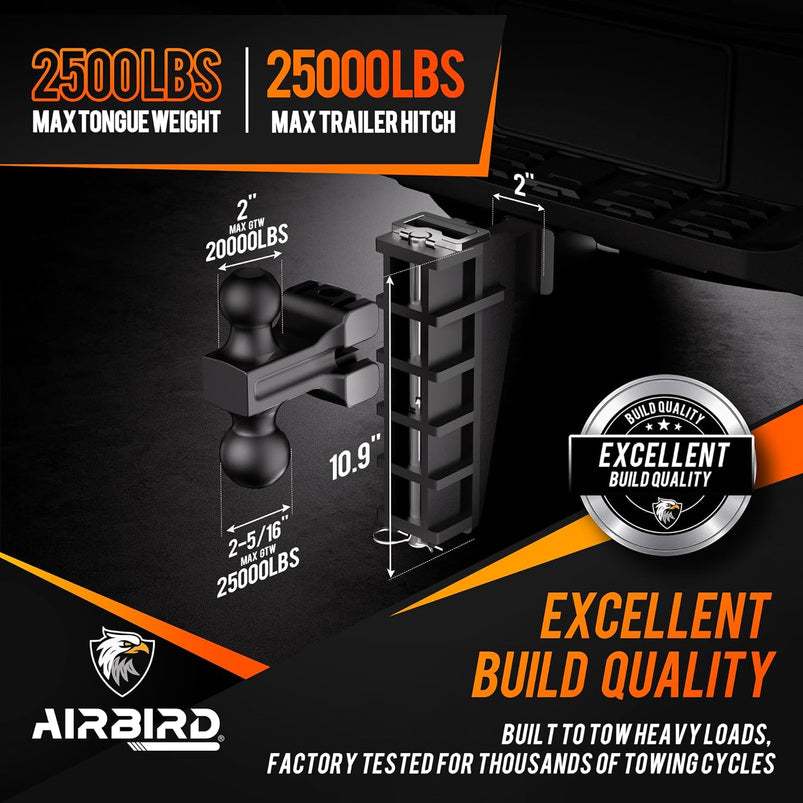 Adjustable Trailer Hitch Fits 2-Inch Receiver