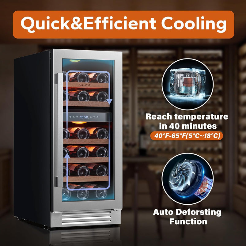 24 in Wine Cooler Refrigerator, 46 Bottle Wine Fridge Dual Zone with Modern Touch Intelligent Digital 40 Degree -65 Degree F Low Noise