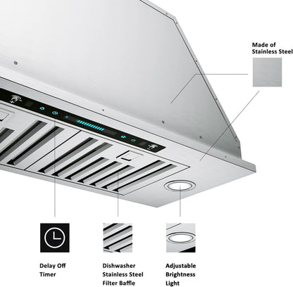 30 Inch Built-in/Insert Range Hood 900 CFM, Ducted/Ductless Convertible Duct