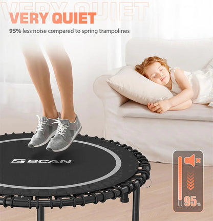 Bcan 450/550 Lbs Foldable Mini Trampoline, 40"/48" Fitness Trampoline with Bungees, U Shape Adjustable Foam Handle