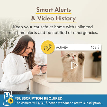 360 Degree Cat Camera, See Your Cat from Anywhere, Rotating 360 Degree Cat Tracking, Treat Toss, Color HD Night Vision, 2-Way Audio