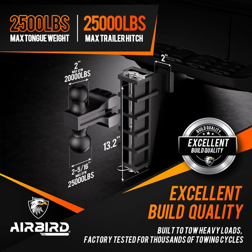 Adjustable Trailer Hitch Fits 2-Inch Receiver