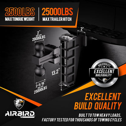 Adjustable Trailer Hitch Fits 2-Inch Receiver