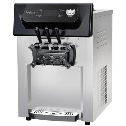 2200W Commercial 3 Flavor Soft Serve Ice Cream Machine, 5.3-7.4 Gal/Hr, with LCD Touch Screen, Automatic Cleaning, for Home Snack Bar and Restaurants